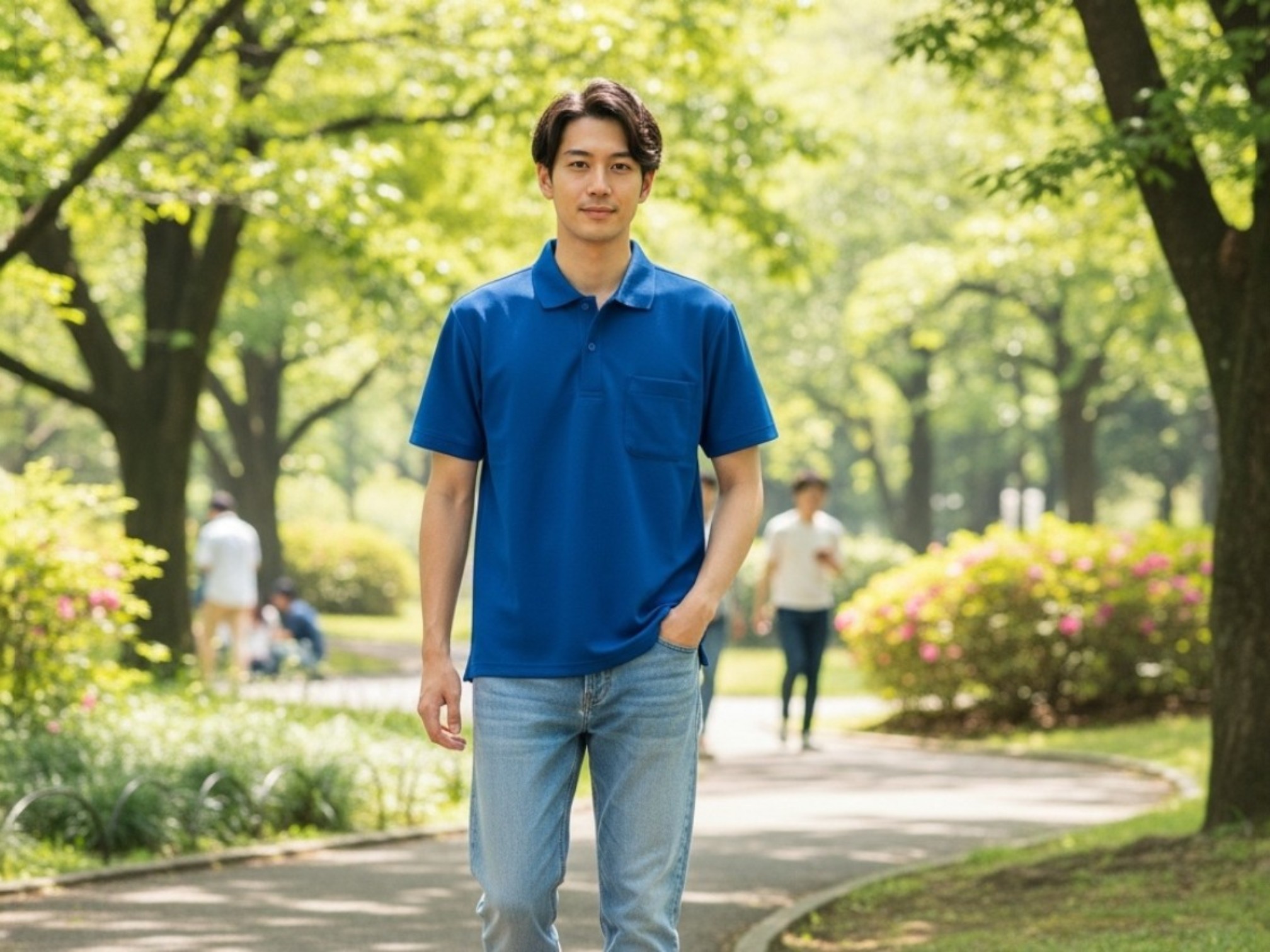 4.4オンスドライポロシャツ（ポケット付）（着用例）