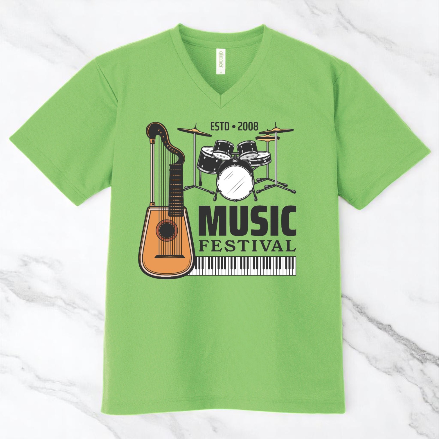 4.4オンスドライVネックTシャツ