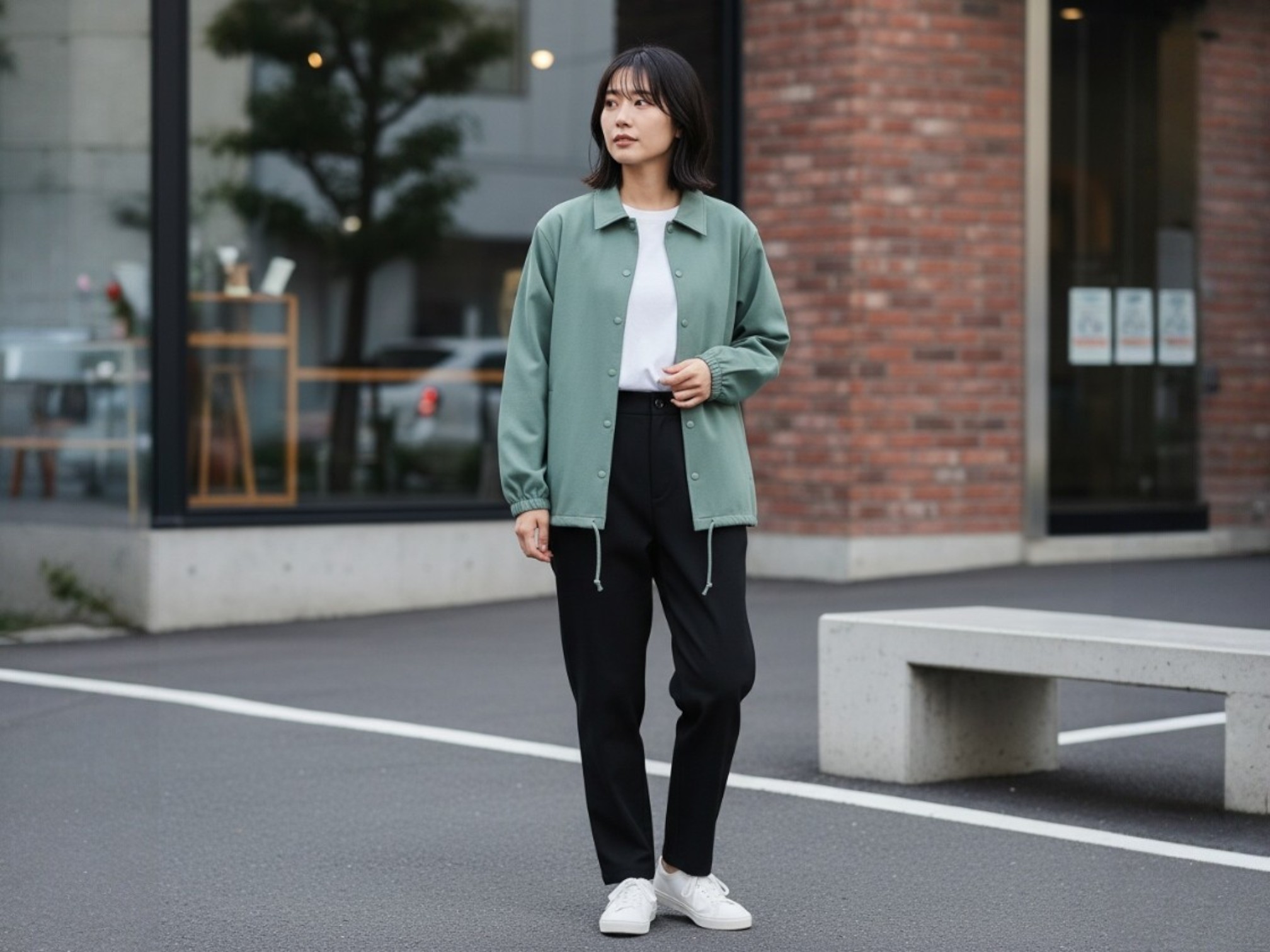 10.0オンス コットン ジャージー コーチ ジャケット（一重）（着用例）