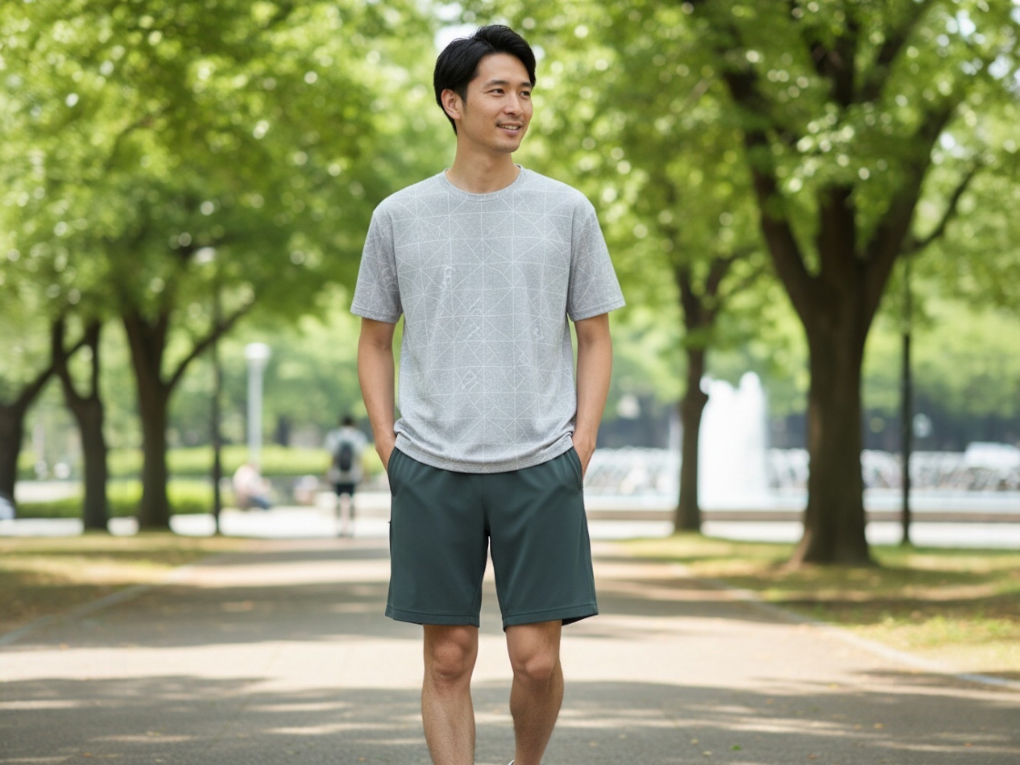 4.4オンス ドライスムース リサイクル ポリエステルショーツ（着用例）