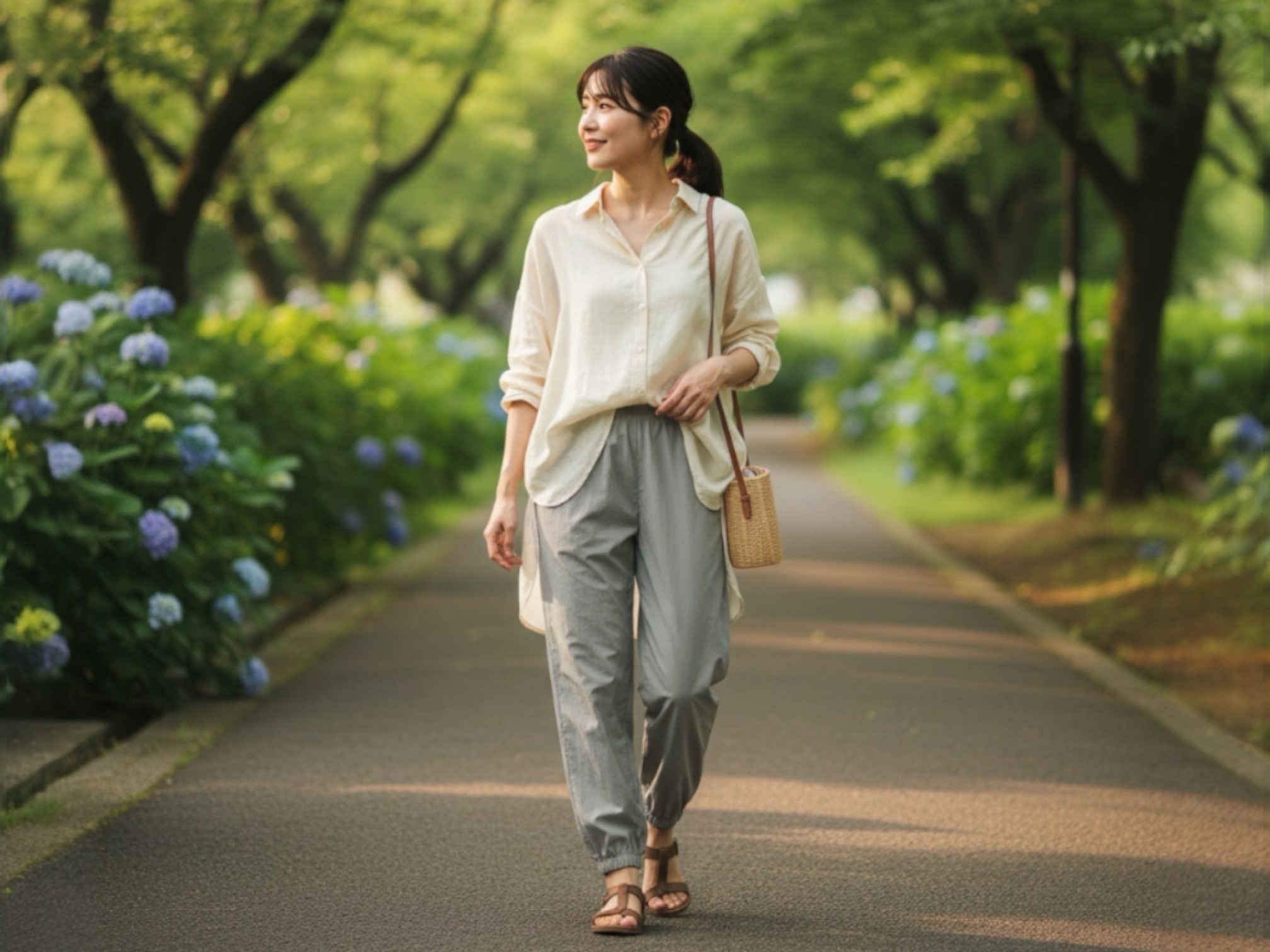 コットンライク ナイロン トレーニングパンツ（一重）（着用例）