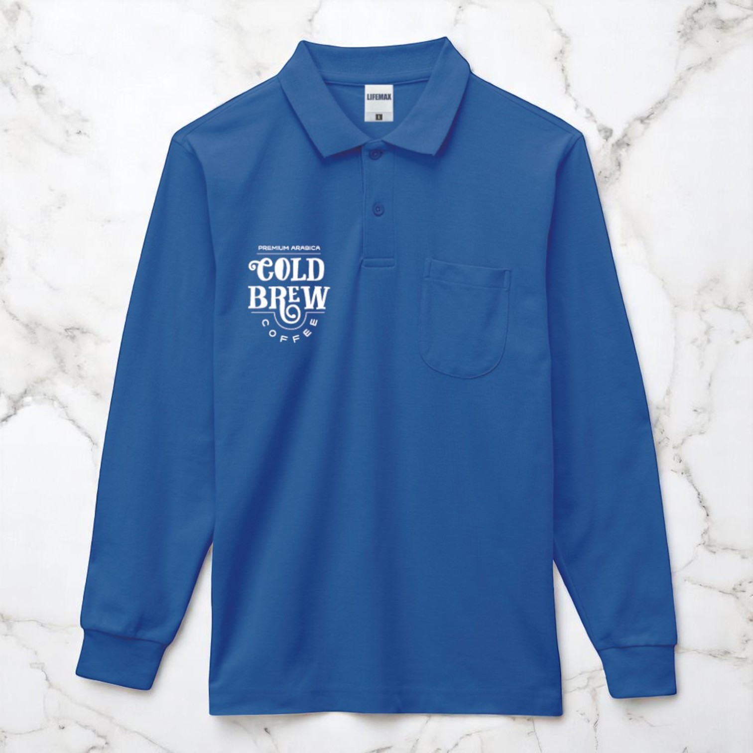 6.4オンスポケット付きCVC鹿の子ドライ長袖ポロシャツ