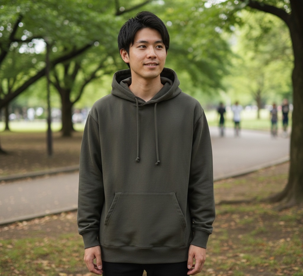 10.0オンススウェットプルオーバーパーカ（着用例）