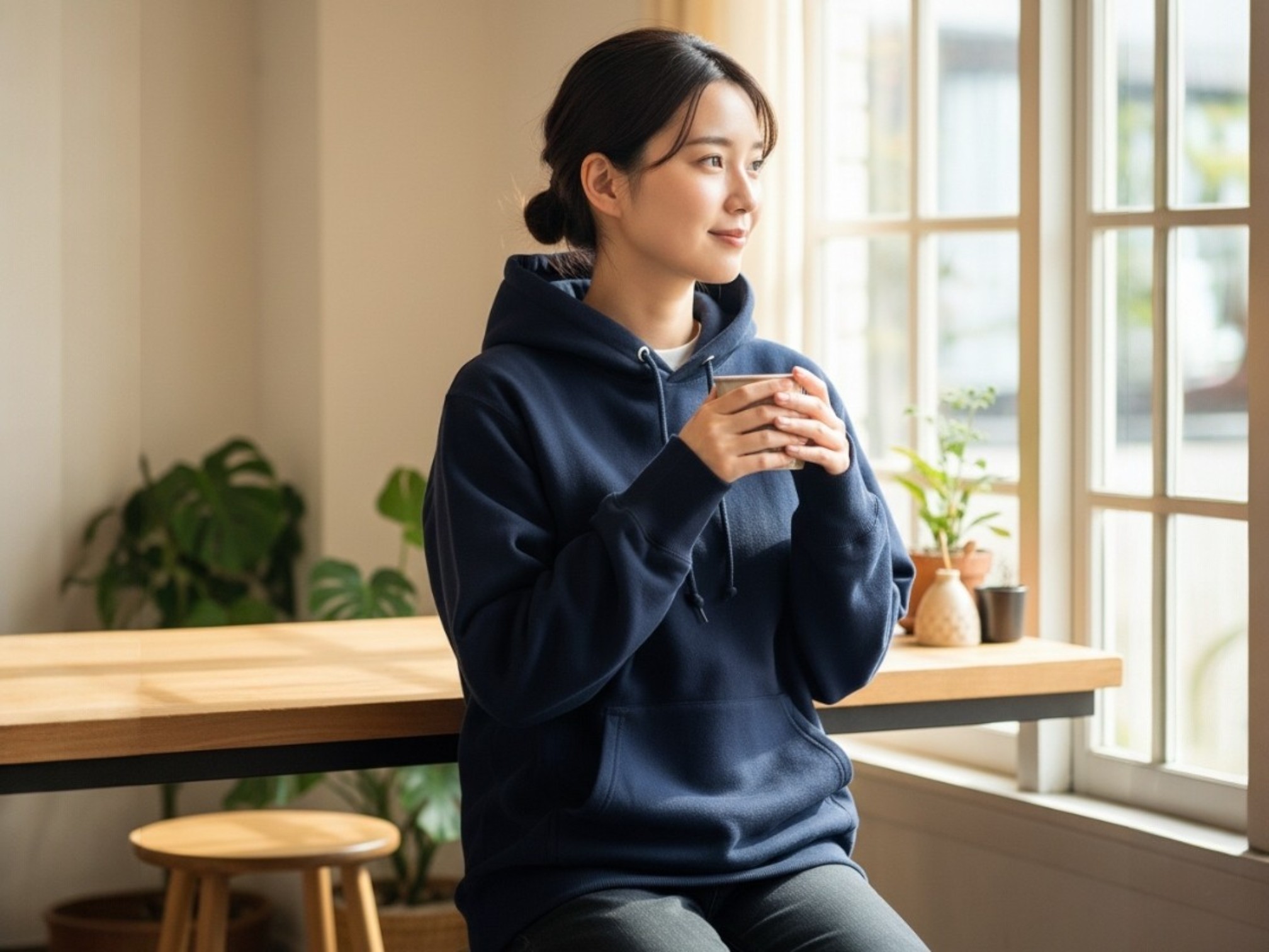 12.7オンス ヘビーウェイト スウェット プルオーバーパーカ（裏起毛）（着用例）