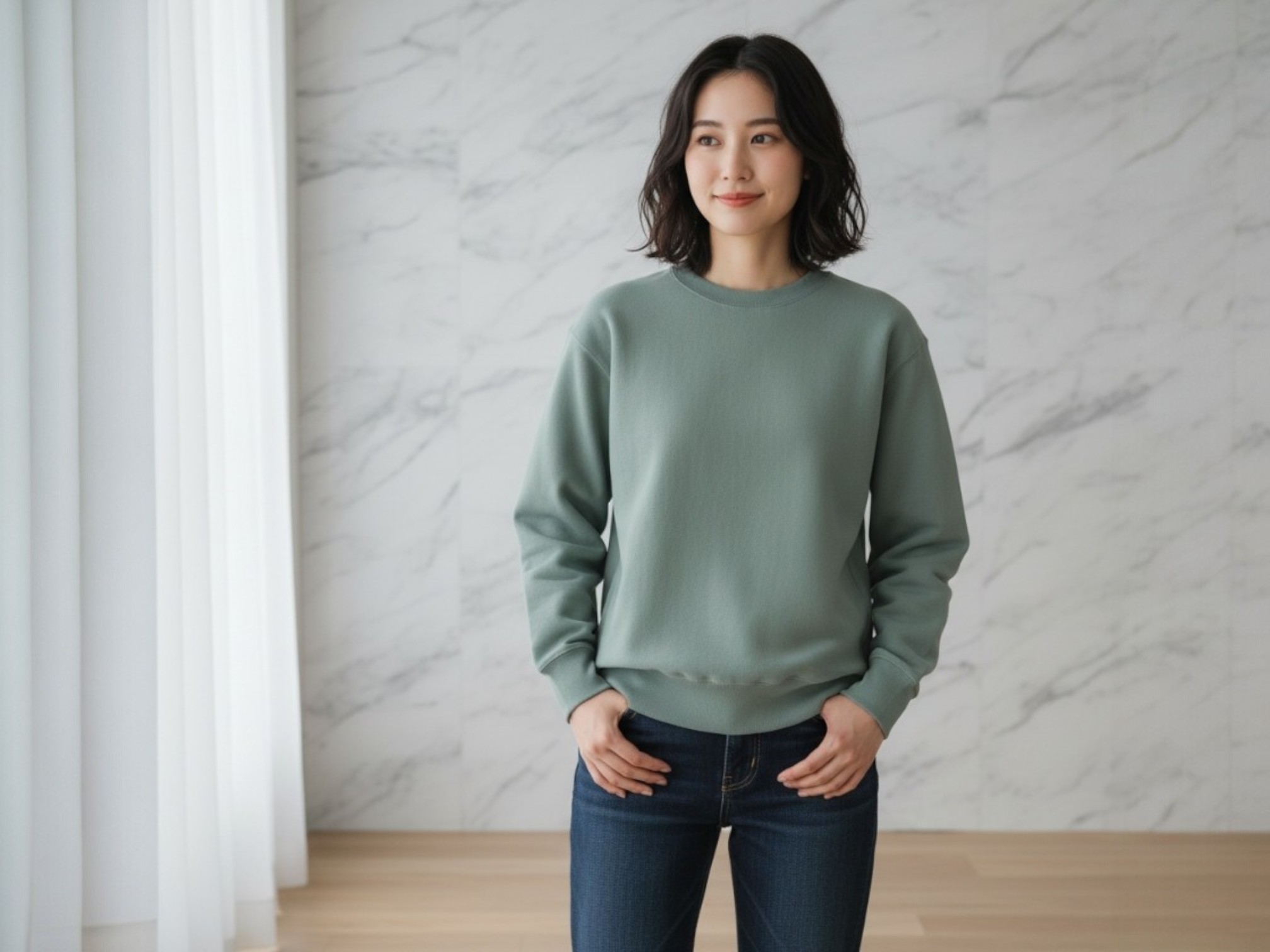 12.0オンス ヘヴィーウェイト クルーネック スウェット（裏起毛）（着用例）