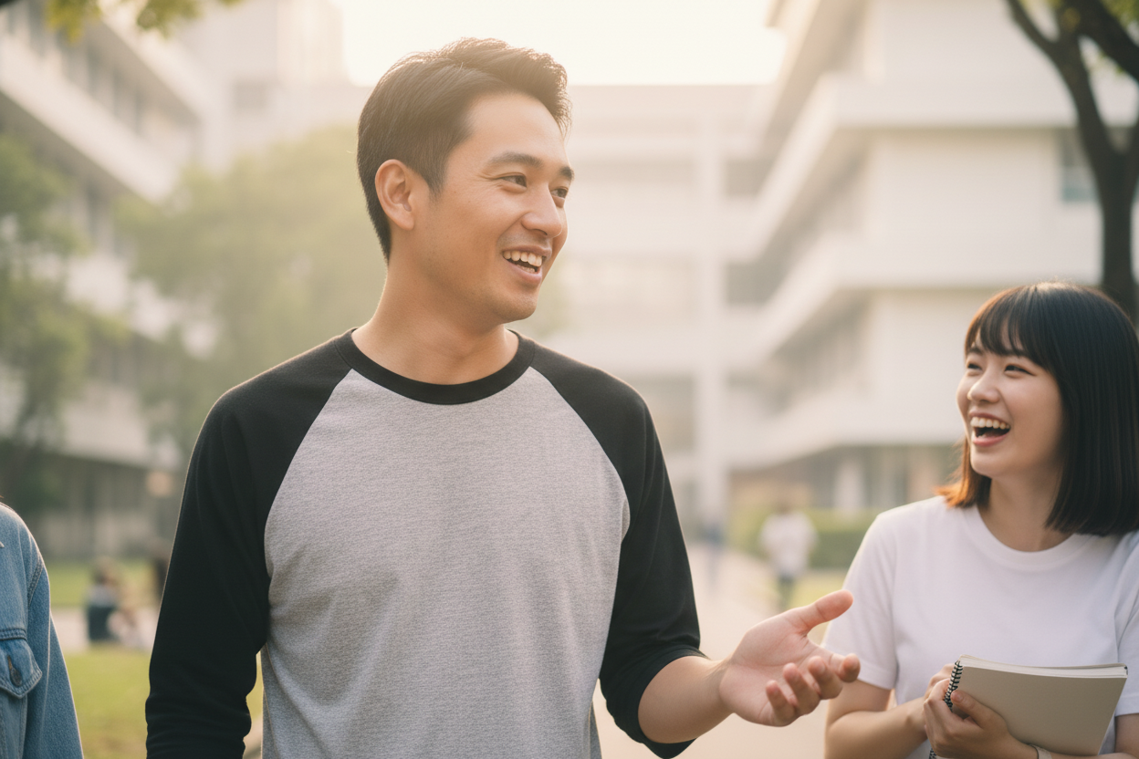 5.6オンスヘビーウェイトラグランTシャツ（着用例）