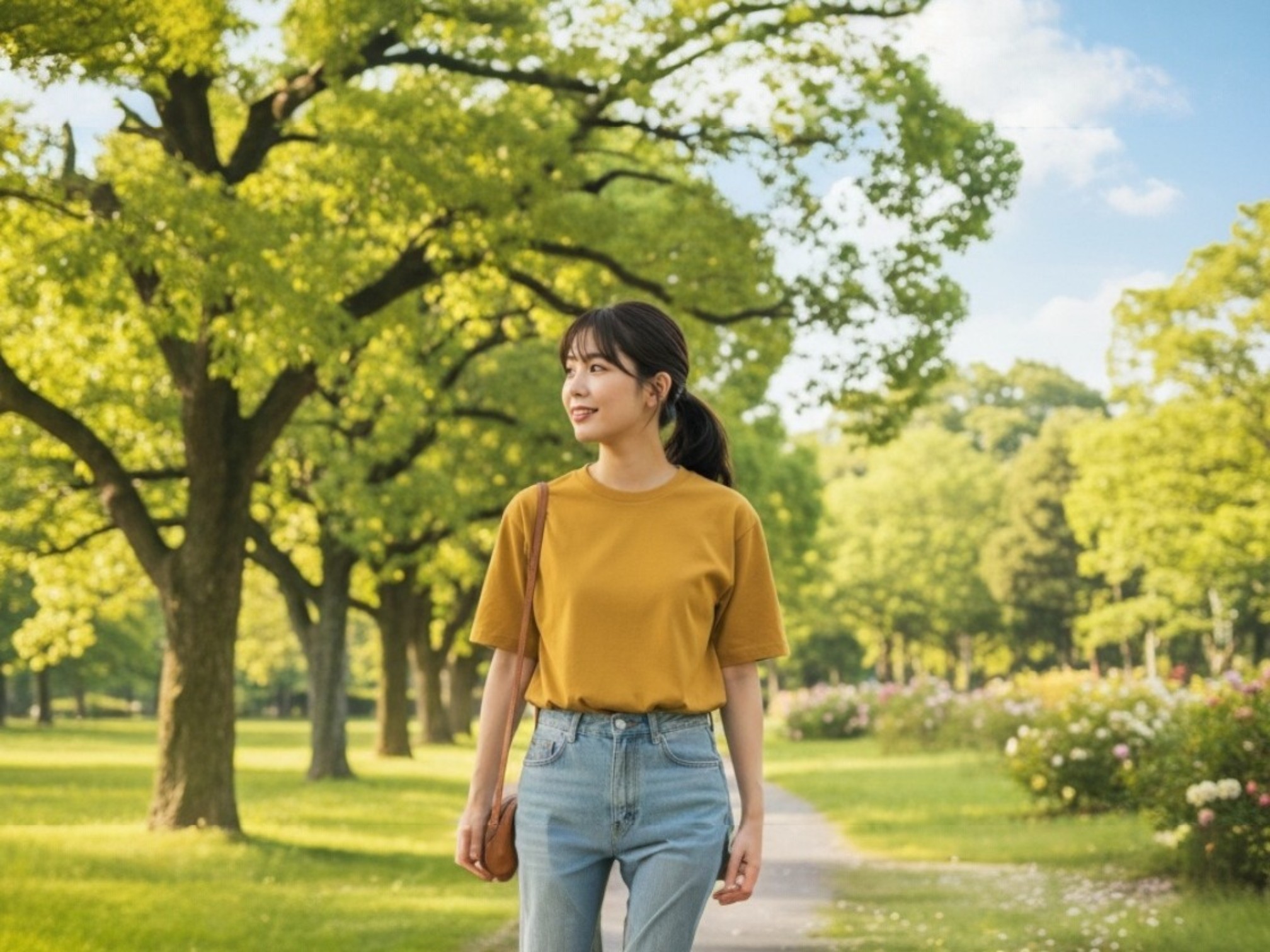 4.7オンスレギュラーフィットTシャツ（着用例）