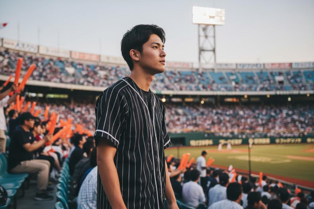 モデル着用 4.1オンスドライアスレチックベースボールシャツ